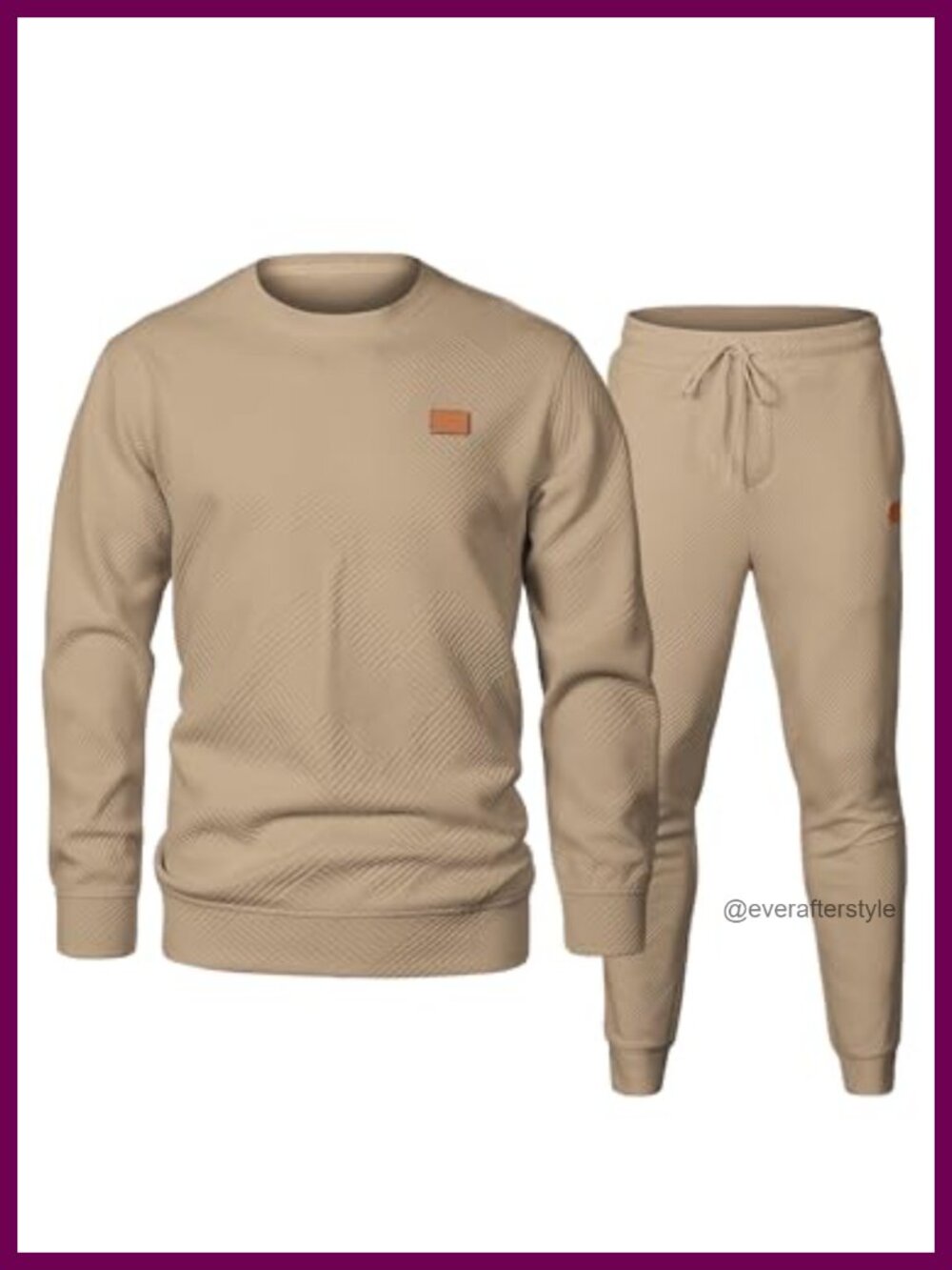 Men's 2-Piece Waffle Knit Sweatsuit Crewneck Jogger Set Loungewear